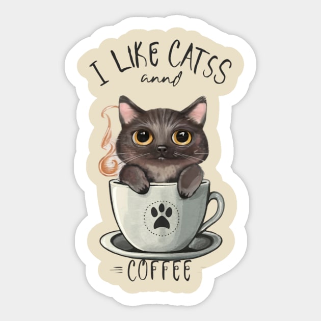 I  like cats and coffee Sticker by TshirtMA